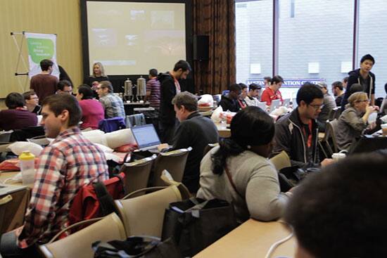 Devs didn't waste any time as they hacked travel apps at the SXSW AT&T and American Airlines Travel Hackathon for the chance to win $10,000 and 25,000 AAdvantage miles. (photo courtesy of AT&T)