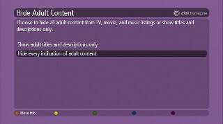 Hide Adult Content screen