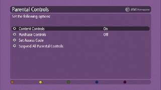 Parental Controls menu