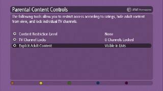 Content Controls menu screen