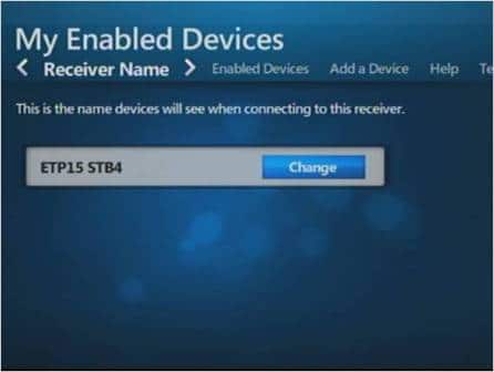 My Enabled Devices, pestaña Receiver Name
