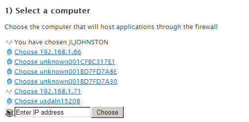 The Enter IP address text field and Choose button are listed directly under the device list.