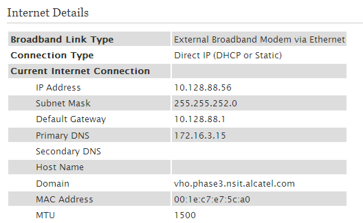 The IP address field follows the Current Internet Connection heading