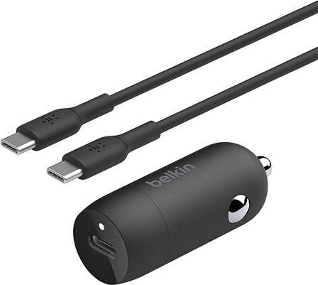 Belkin 30W USB-C Power Delivery PPS Car Charger + 1M USB-C Cable Bundle - Black  (Product view 1)