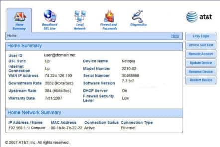 Easy Login is the first option in the right column