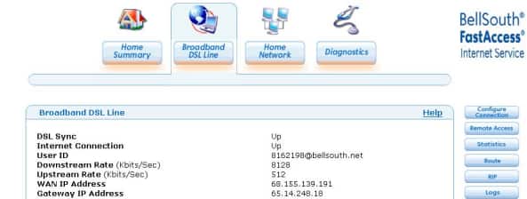 Broadband dsl line configure connection button location