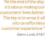 'At the end of the day, it's about making our customers' lives better. The key is to wrap it all into an effortless customer experience.' Glenn Lurie, AT&T