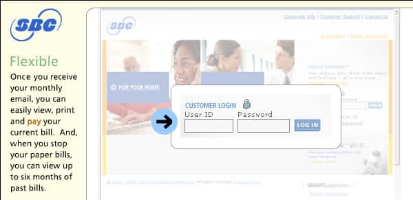 Enlargement of sample link to Pay your bill online.
