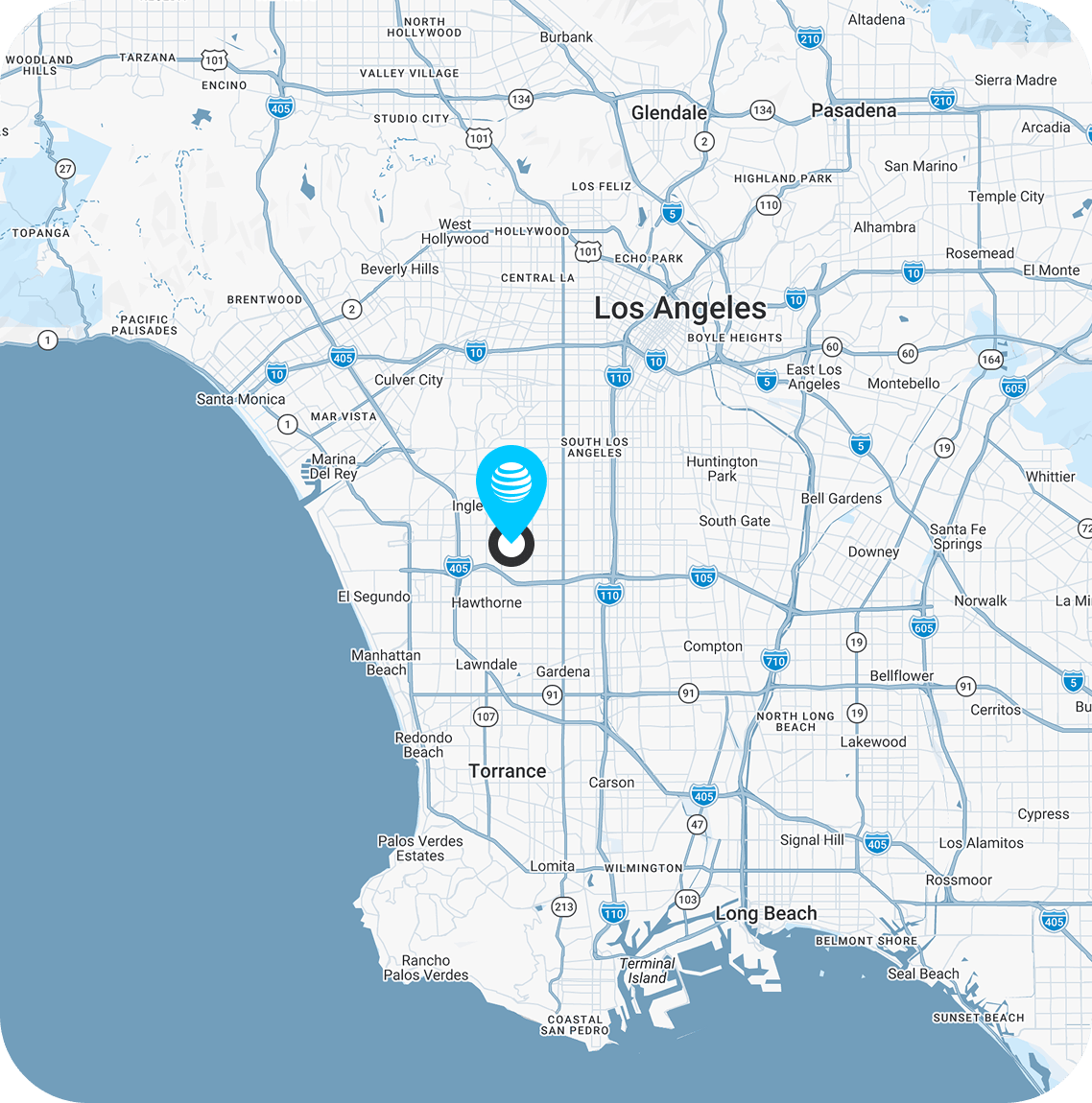 a top-down graphical view of Inglewood with a map pin labeled 'Dunk District'
