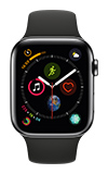 Apple Watch Series 4  - 44mm - Space Black Stainless Steel - Black Sport Band