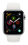 Apple Watch Series 4  - 44mm - Stainless Steel - White Sport Band