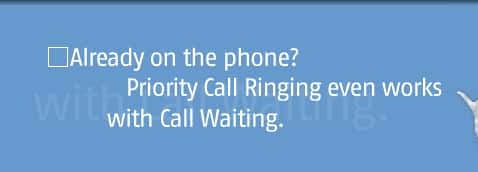 Already on the phone? Priority Call Ringing even works with Call Waiting.