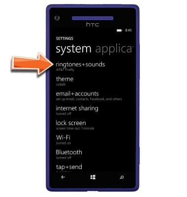 HTC Windows Phone 8X (PM23300) - Change ringtone - AT&T