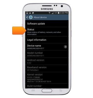 Samsung Galaxy Note II (I317) - Find IMEI & serial number - AT&T