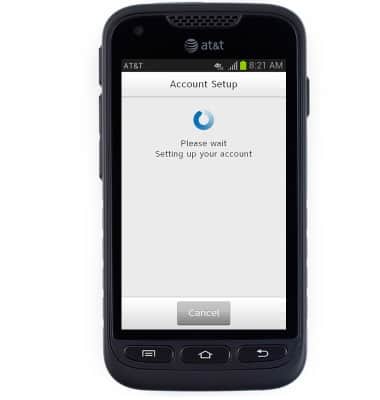 Phone showing Visual Voicemail "Account Setup" screen loading