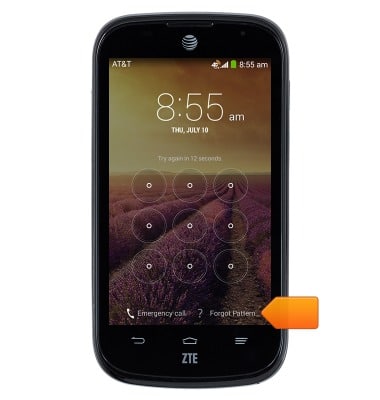 ZTE Compel (Z830) - Reset pattern lock - AT&T