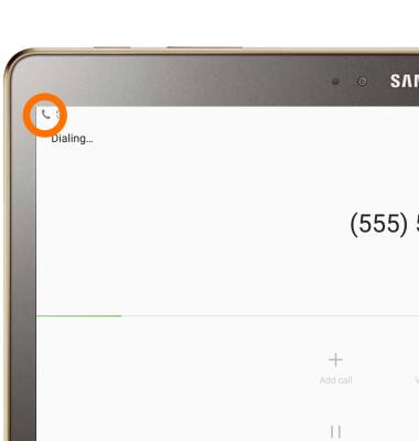 Active call screen with the call icon circled in the notification bar