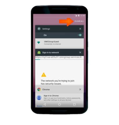 CLEAR ALL option to close all apps in the top right corner