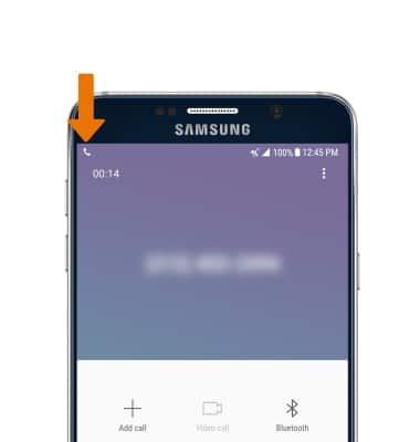 Samsung Galaxy Note 5 Active call icon in top left corner of phone screen in the notification bar