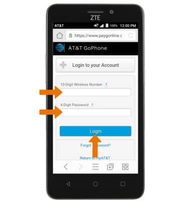 ZTE Maven 2 (Z831) - Manage AT&T PREPAID Account - AT&T