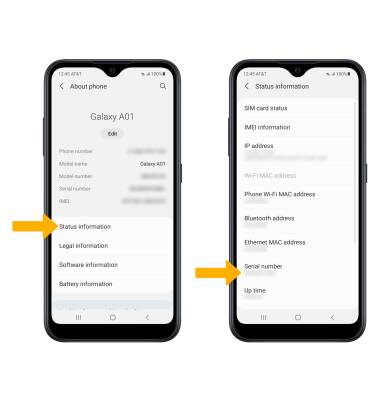 Samsung Galaxy A01 Sm A015a Find Imei Phone Serial Number At T