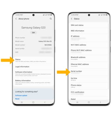 Samsung Galaxy S20 5g S20 5g S20 Ultra 5g G981u G986u G988u Find Imei Phone Serial Number At T