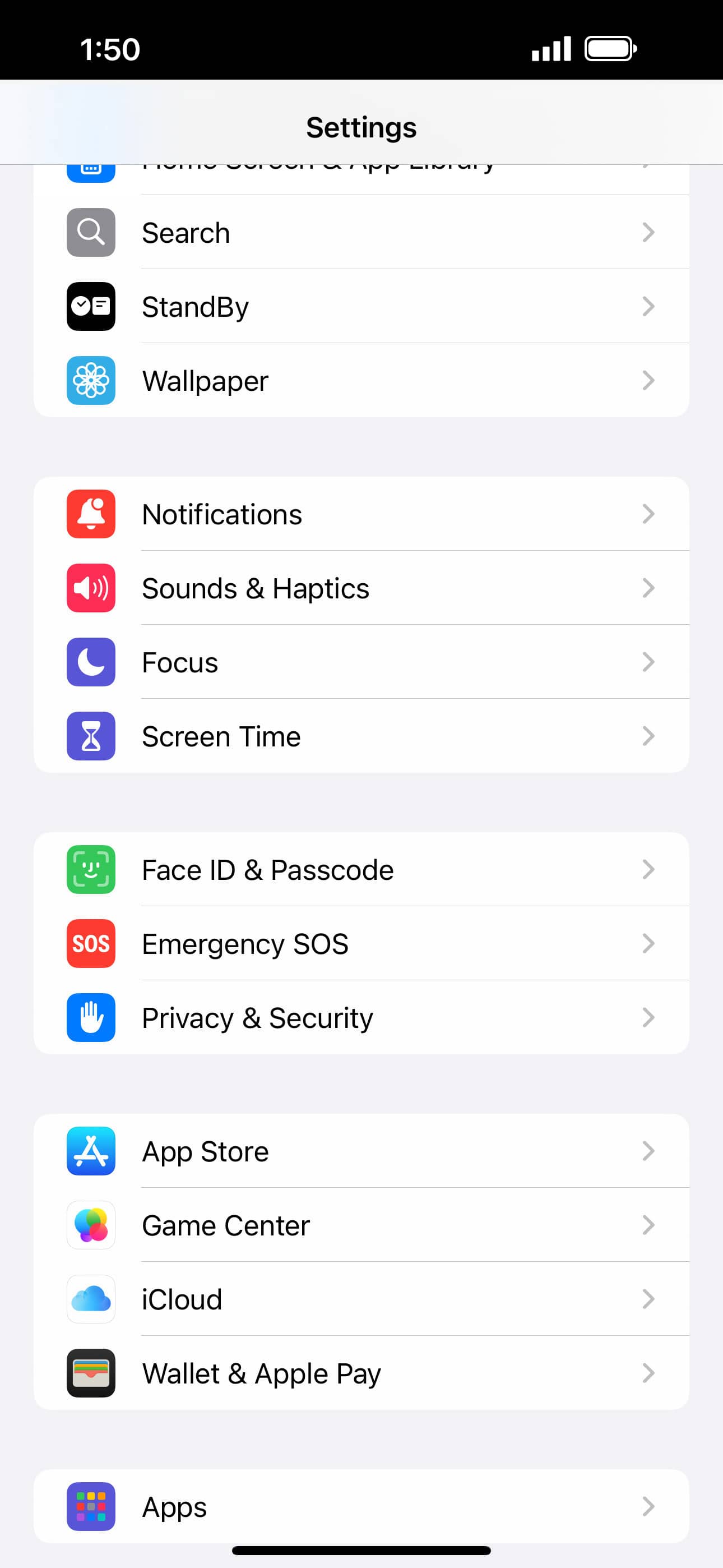 From the Settings app, scroll to and tap Apps.