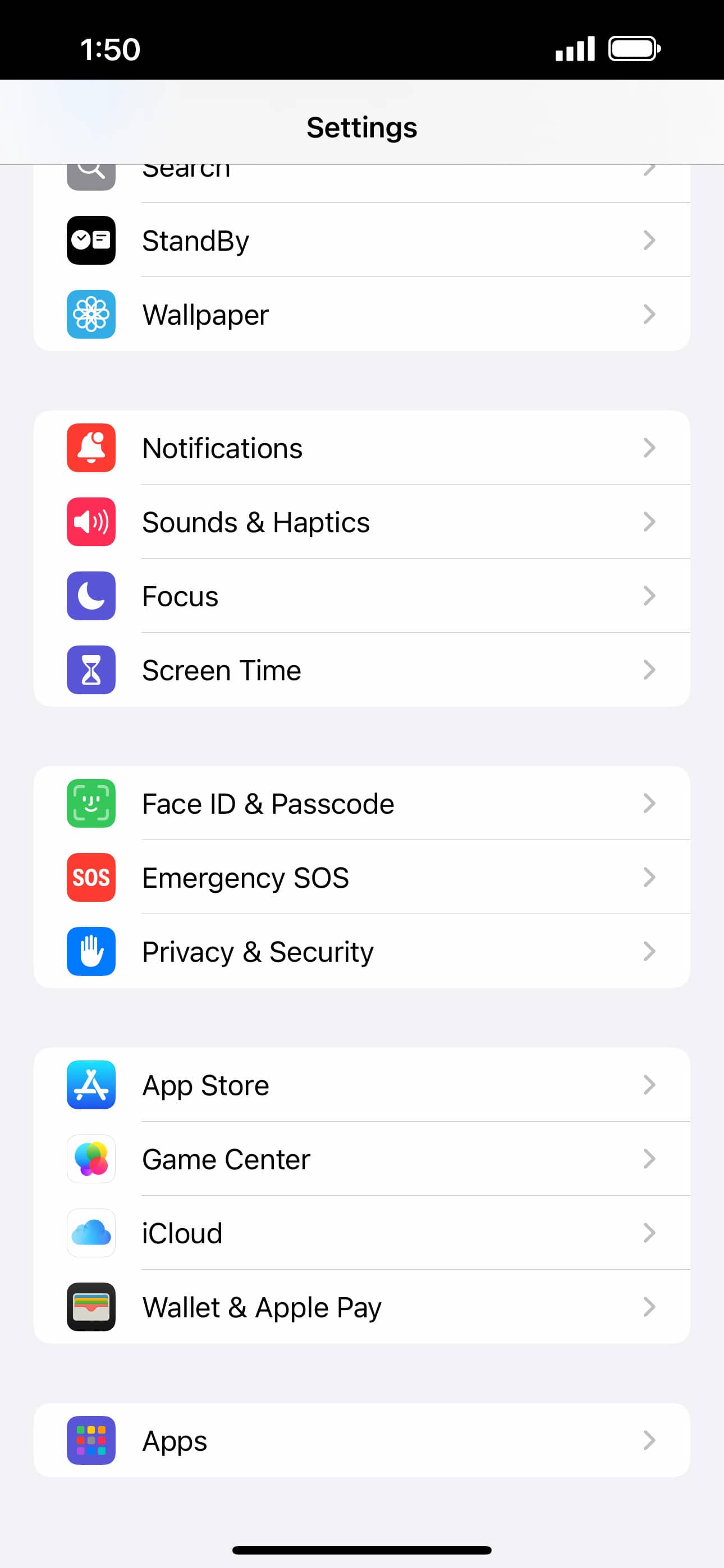 From the Settings app, scroll to and tap Apps.