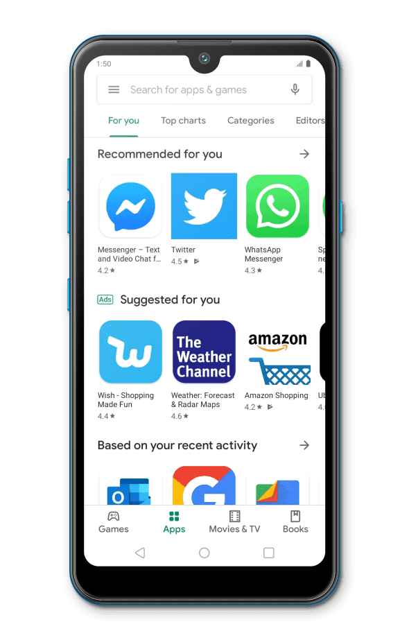 From the Settings app, scroll to and tap Apps.