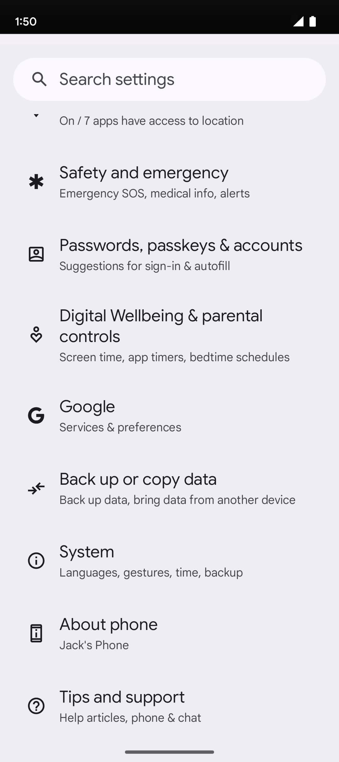 En la aplicación Settings, toca Apps.
