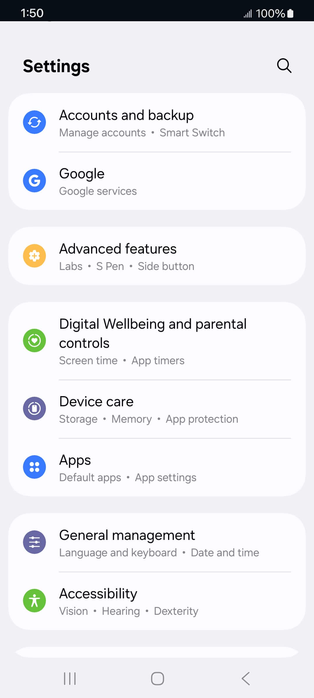 From the Settings app, scroll to and tap Apps.