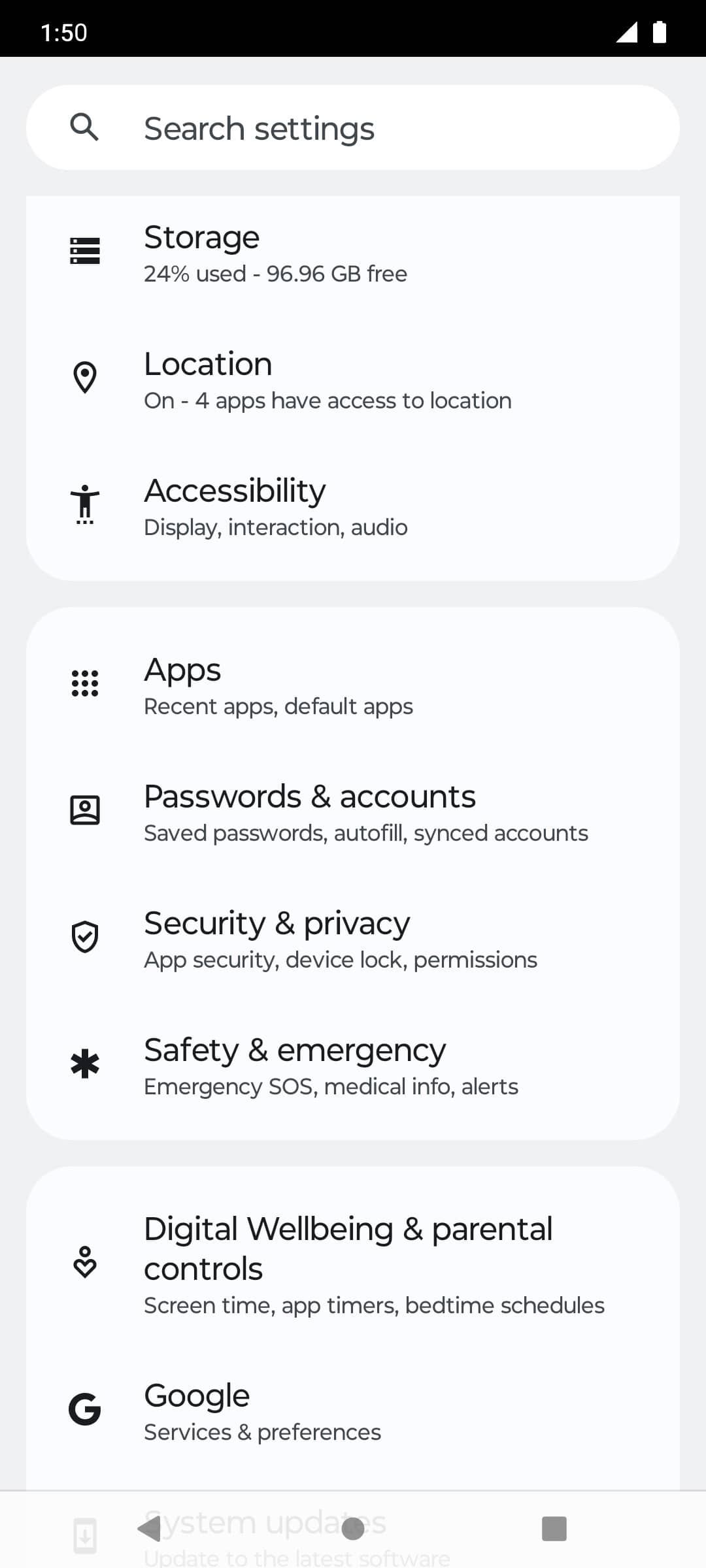 From the Settings app, scroll to and tap Apps.