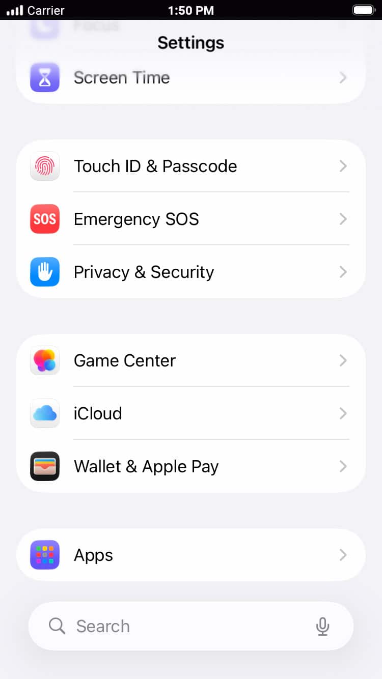 From the Settings app, scroll to and tap Apps.