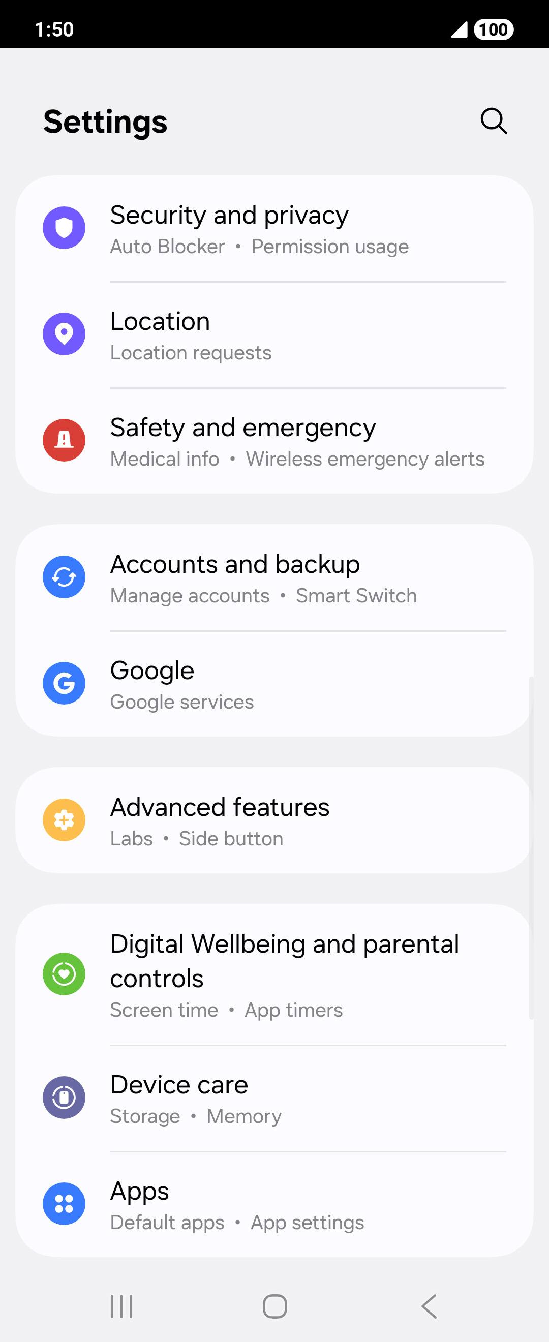 From the Settings app, scroll to and tap Apps.