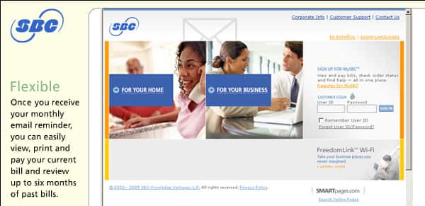 Sample of SBC home page.