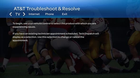 Troubleshoot and Resolve screen on U-verse TV tab