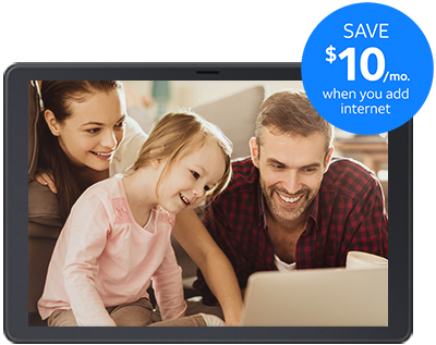 a family happily viewing the iPad