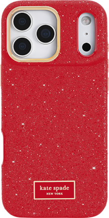 Estuche MagSafe rojo con pavé de cristal de Kate Spade para iPhone 17 Pro Max