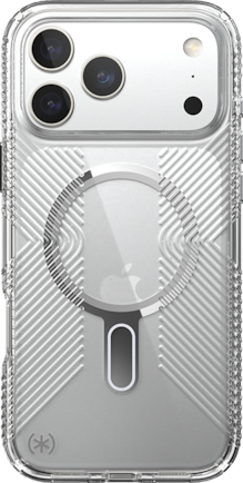 Estuche Speck Presidio Perfect-Clear Grip Chrome ClickLock MagSafe para iPhone 17 Pro Max
