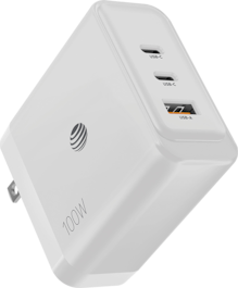 Cargador de pared GaN multipuerto AT&T Essentials de 100W (2 USBC + 1 USBA)