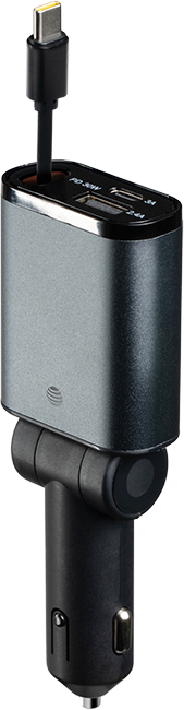 Cargador de coche AT&T de 50W con cable retráctil tipo C