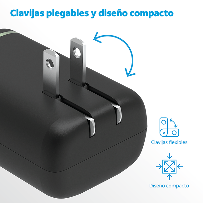 Cargador de pared Power Delivery con doble puerto de 42 W de AT&T (USB-C + USB-A)