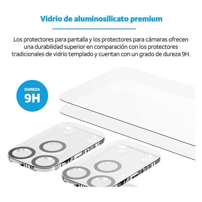 Protectores para pantalla de vidrio templado AT&T Essentials, paquete de 2 + protectores para cámara, paquete de 2 - iPhone 18 Pro Max