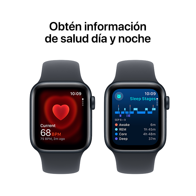 Apple Watch SE 2.ª gen., (2022) de 40 mm, aluminio medianoche con correa deportiva medianoche, S-M (consulta de producto 6)