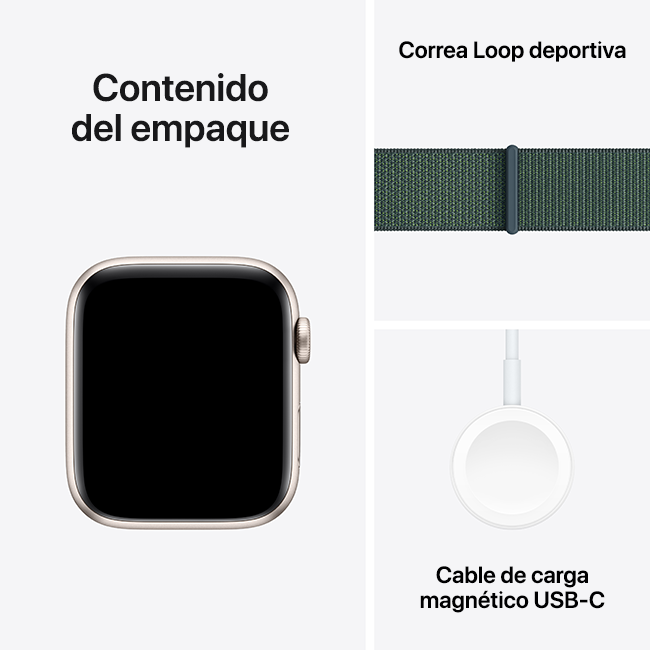 Apple Watch SE 2.ª gen. (2022), 44 mm, aluminio blanco estelar con correa deportiva verde lago (consulta de producto 8)
