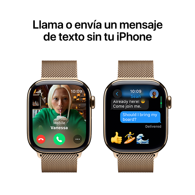 Apple Watch Series 10 de 42 mm, titanio dorado con correa Milanese Loop dorada (consulta de producto 8)