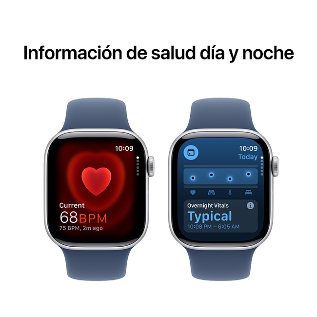 Apple Watch Series 10 de 42 mm, aluminio plateado con correa deportiva de denim, S-M (consulta de producto 6)