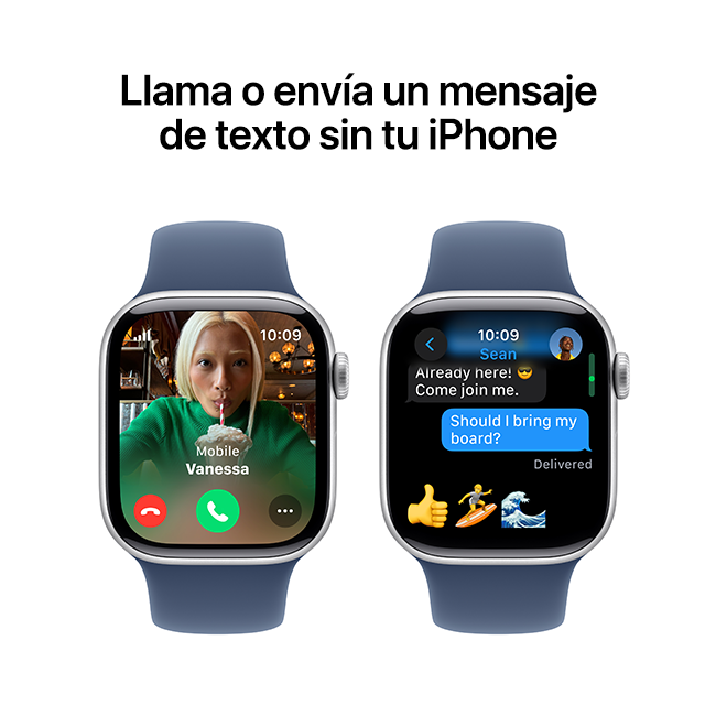 Apple Watch Series 10 de 42 mm, aluminio plateado con correa deportiva de denim, S-M (consulta de producto 8)