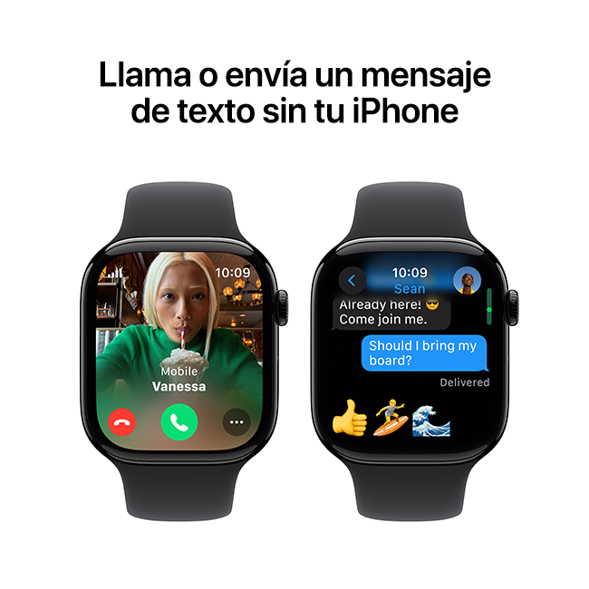 Apple Watch Series 10 de 46 mm, aluminio negro azabache con correa deportiva negra, S-M (consulta de producto 8)