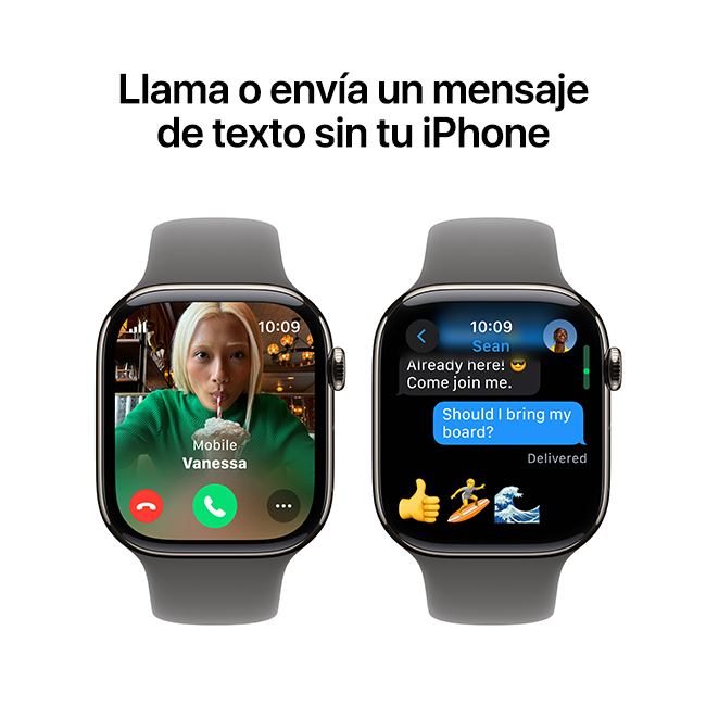 Apple Watch Series 10 de 46 mm, titanio natural con correa deportiva gris piedra, M-L (consulta de producto 8)